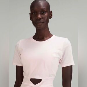 NWT Lululemon Cropped Cotton Ribbed-Band T-Shirt Strawberry Milkshake Sz 6